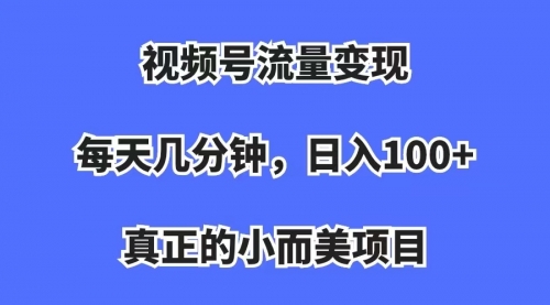 视频号流量变现，每天几分钟，收入100+，真正的小而美项目