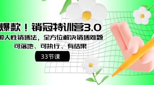 销冠特训营3.0之顺人性销售法，全方位解决销售难题、可落地