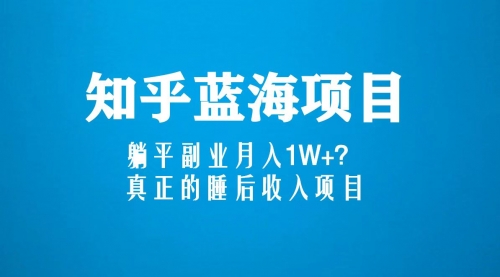 知乎蓝海玩法，躺平副业一个月1W+，真正的睡后收入项目（6节视频课） 