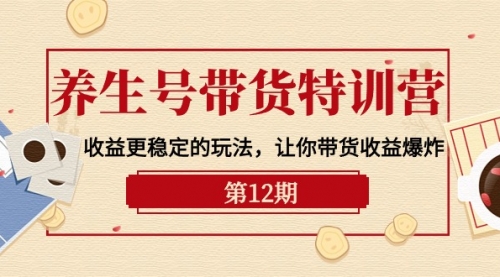 养生号带货特训营【12期】收益更稳定的玩法，让你带货收益爆炸-9节直播课