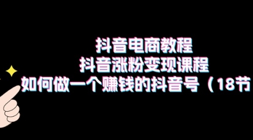 抖音电商教程：抖音涨粉变现课程：如何做一个赚钱的抖音号