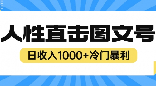 2023最新冷门暴利赚钱项目，人性直击图文号，一天1000+【视频教程】