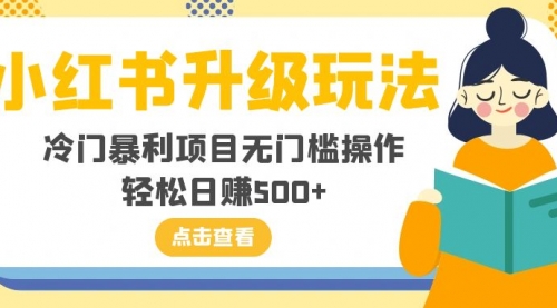 小红书升级玩法，冷门暴利项目无门槛操作，轻松日赚500+