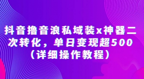 抖音撸音浪私域装x神器二次转化，单日变现超500（详细操作教程）