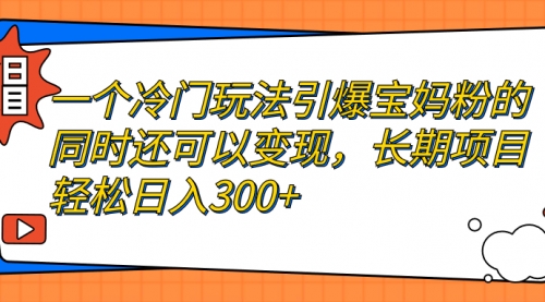 冷门项目，引爆宝妈粉长期变现项目