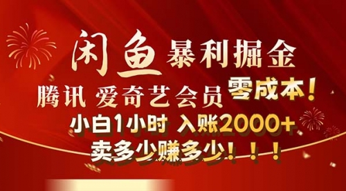 闲鱼全新暴力掘金玩法，官方正品影视会员无成本渠道