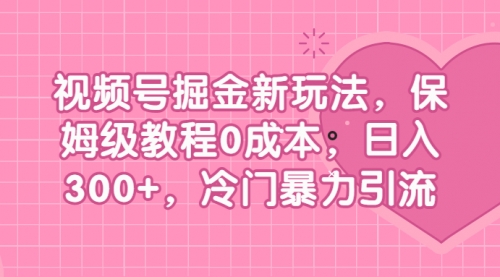 视频号掘金新玩法，保姆级教程0成本，日入300+，冷门暴力引流