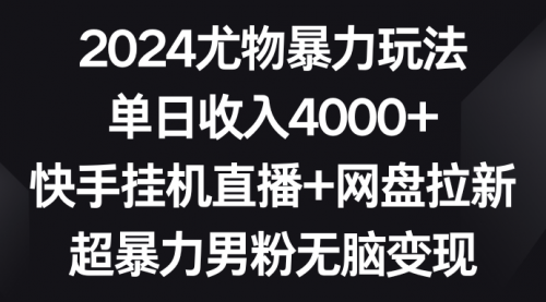 2024尤物暴力玩法 单日收入4000+快手挂机直播+网盘拉新