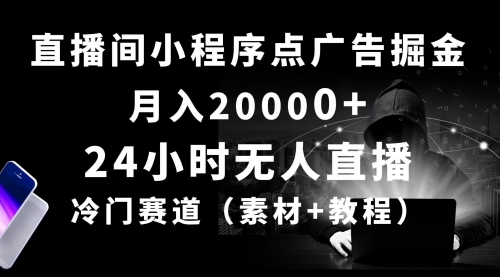 24小时无人直播小程序点广告掘金， 月入20000+，冷门赛道