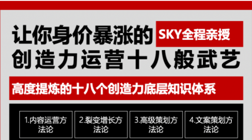 让你的身价暴涨的创造力运营十八般武艺 高度提炼的18个创造力底层知识体系