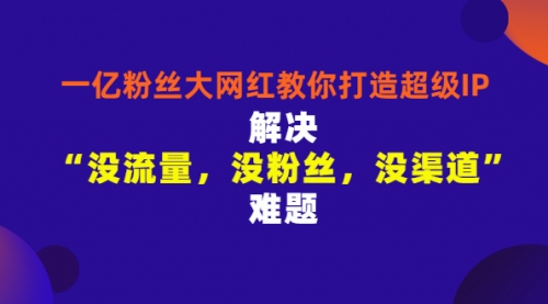 一亿粉丝大网红教你打造超级IP：解决“没流量，没粉丝，没渠道”难题