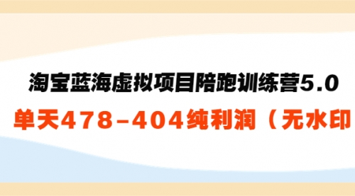 黄岛主：淘宝蓝海虚拟项目陪跑训练营5.0：单天478纯利润（无水印） 