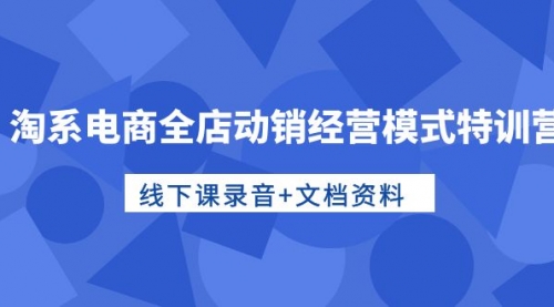 淘系电商全店动销经营模式特训营，线下课录音+文档资料