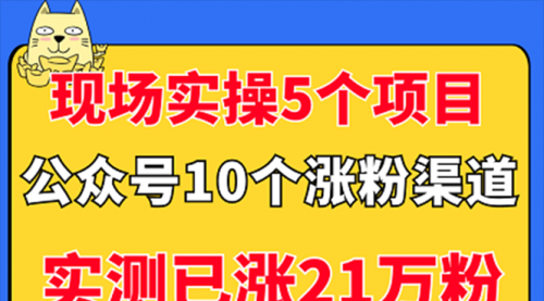 现场实操5个公众号项目，10个涨粉渠道，实测已涨21万粉！