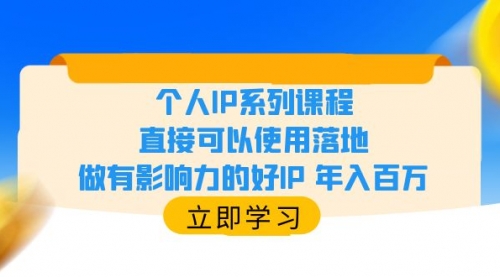 个人IP系列课程，直接可以使用落地，做有影响力的好IP 年入百万