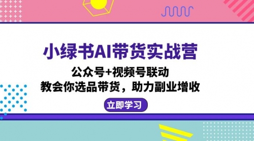 小绿书AI带货实战营：公众号+视频号联动，教会你选品带货，助力副业增收