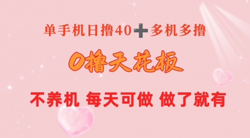 0撸天花板 单手机日收益40+ 2台80+ 单人可操作10台