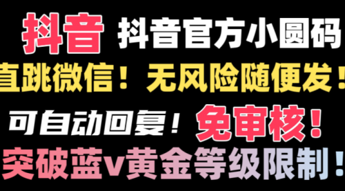 抖音二维码直跳微信技术！站内随便发不违规！