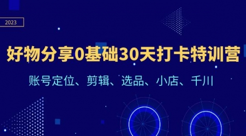 好物分享0基础30天打卡特训营：账号定位、剪辑、选品、小店、千川