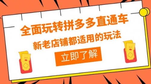 全面玩转拼多多直通车，新老店铺都适用的玩法（12节精华课）