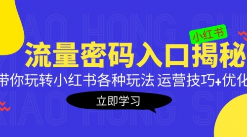 小红书流量密码入口揭秘：带你玩转小红书各种玩法 运营技巧+优化！ 