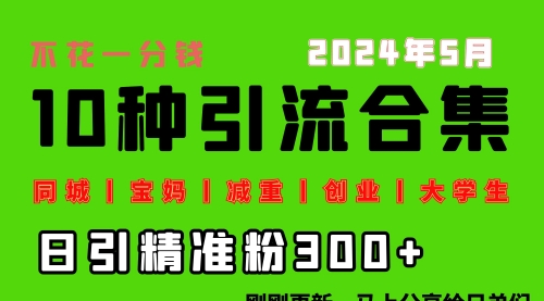 0投入，每天搞300+“同城、宝妈、减重、创业、大学生”等10大流量