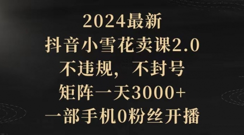 2024最新抖音小雪花卖课2.0 不违规 不封号 矩阵一天3000+