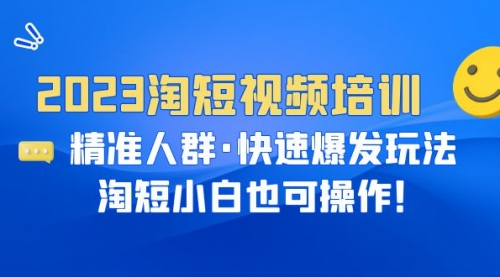 2023淘短视频培训：精准人群·快速爆发玩法，淘短小白也可操作！