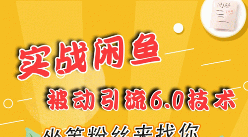 实战闲鱼被动引流6.0技术，坐等粉丝来找你，打造赚钱的ip(16节课+话术指导)