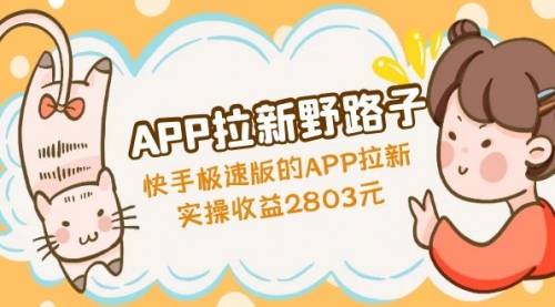 APP拉新野路子：快手极速版的APP，实操收益2803+ 