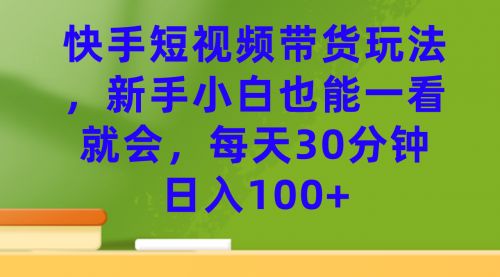 快手短视频带货玩法，新手小白也能一看就会，每天30分钟日入100+