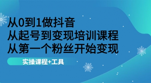 从0到1做抖音 从起号到变现培训课程 从第一个粉丝开始变现，实操课程+工具