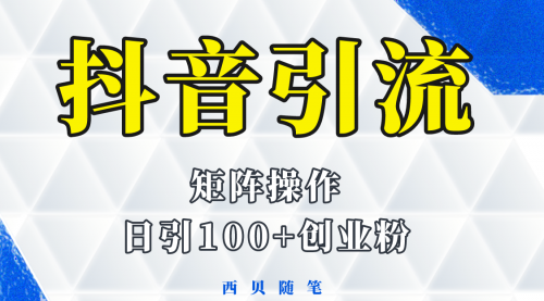 抖音引流术，矩阵操作，一天能引100多创业粉 