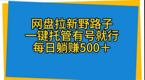 网盘拉新野路子，一键托管有号就行，全自动代发视频，每日躺赚500＋