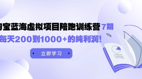 黄岛主《淘宝蓝海虚拟项目陪跑训练营7期》每天200到1000+的纯利润