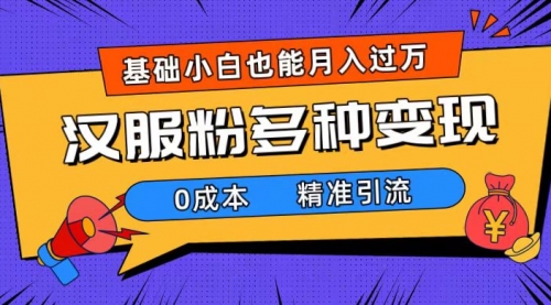 一部手机精准引流汉服粉，0成本多种变现方式，小白月入过万（附素材+工具）