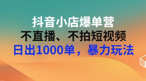 抖音小店爆单营：不直播、不拍短视频、日出1000单，暴力玩法（价值2980元）