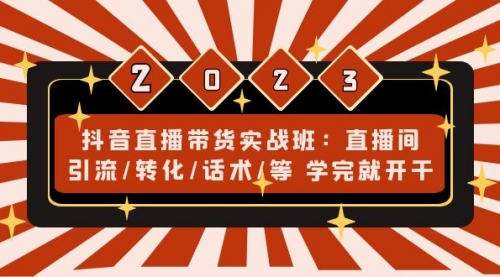 抖音直播带货实战班：直播间引流/转化/话术/等 学完就开干 