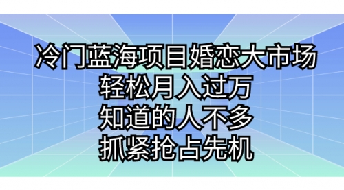 冷门蓝海项目婚恋大市场，轻松月入过万