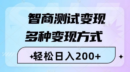 智商测试变现，轻松日入200+，几分钟一个视频，多种变现方式（附780G素材）