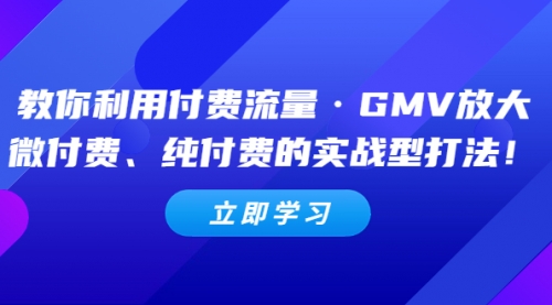 教你利用付费流量·GMV放大，微付费、纯付费的实战型打法！ 