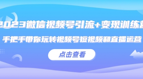 2023微信视频号引流+变现训练营：手把手带你玩转视频号短视频和直播运营! 