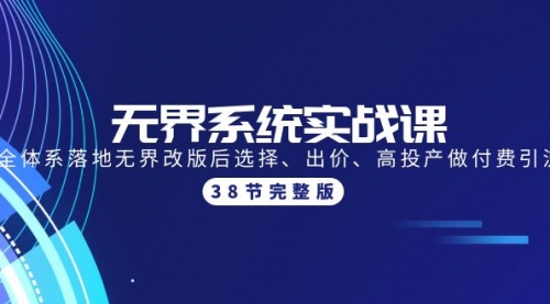 无界系统实战课：全体系落地无界改版后选择、出价、高投产做付费引流-38节