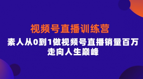 行动派·视频号直播训练营，素人从0到1做视频号直播销量百万，走向人生巅峰 