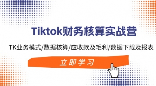 Tiktok财务核算实战营：TK业务模式/数据核算/应收款及毛利/数据下载及报表