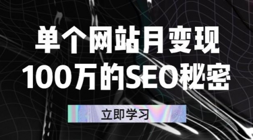 单个网站月变现100万的SEO秘密：如何百分百做出赚钱站点