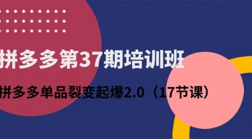 拼多多第37期培训班：拼多多单品裂变起爆2.0（17节课）