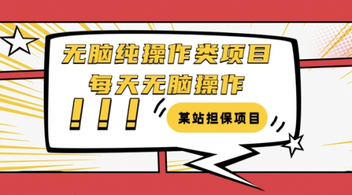 某站担保项目：无脑纯操作类项目，每天无脑操作，需要周转资金【揭秘】