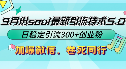 9月份soul最新引流技术5.0，日稳定引流300+创业粉