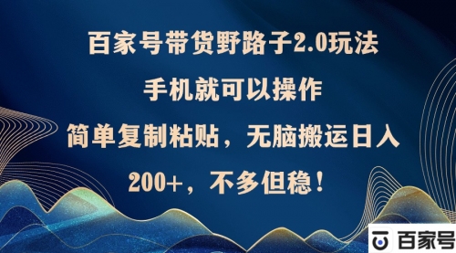 百家号带货野路子2.0玩法，手机就可以操作